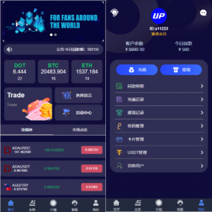 全新UI微盘系统/区块链微交易源码/秒合约虚拟币交易